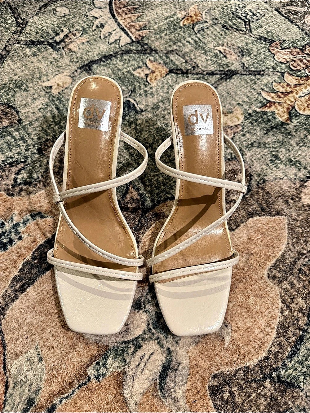 Dolce Vita Strappy Square Toe Heels in Cream US 10